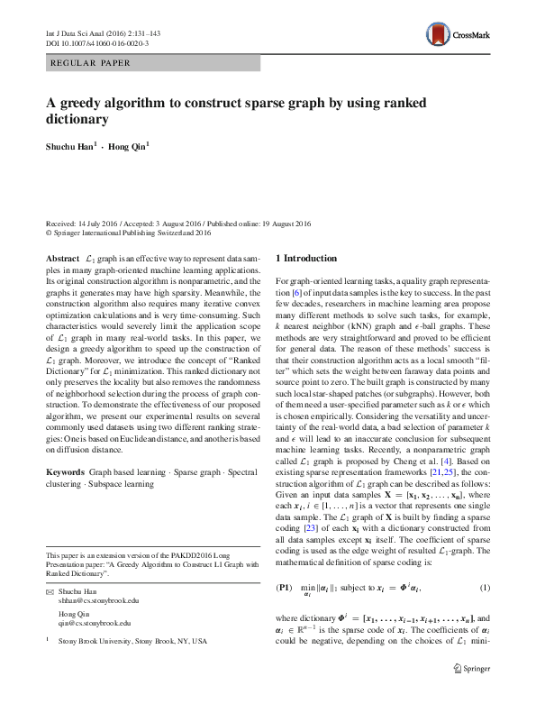 (PDF) A greedy algorithm to construct sparse graph by using ranked ...
