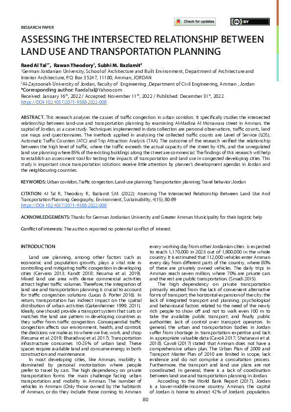 (PDF) Assessing The Intersected Relationship Between Land Use And ...