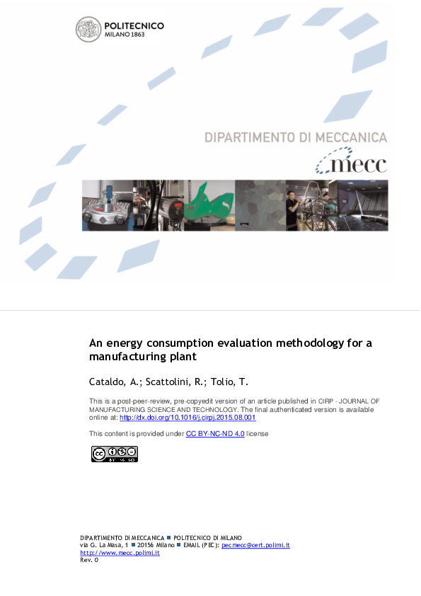 (PDF) An energy consumption evaluation methodology for a manufacturing ...