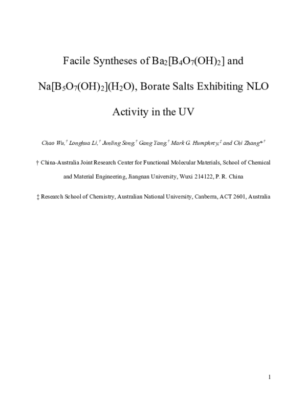 (PDF) Facile Syntheses of Ba2[B4O7(OH)2] and Na[B5O7(OH)2](H2O) Borate ...