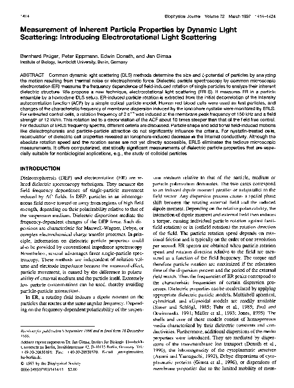 (PDF) Measurement of inherent particle properties by dynamic light ...