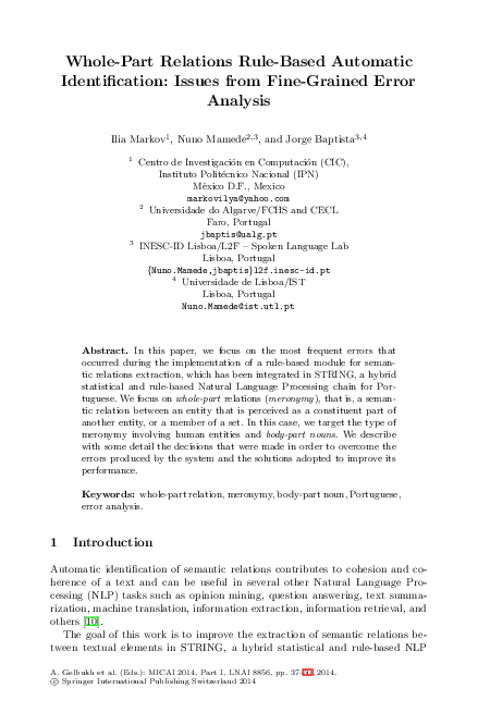 (PDF) Whole-Part Relations Rule-Based Automatic Identification: Issues ...