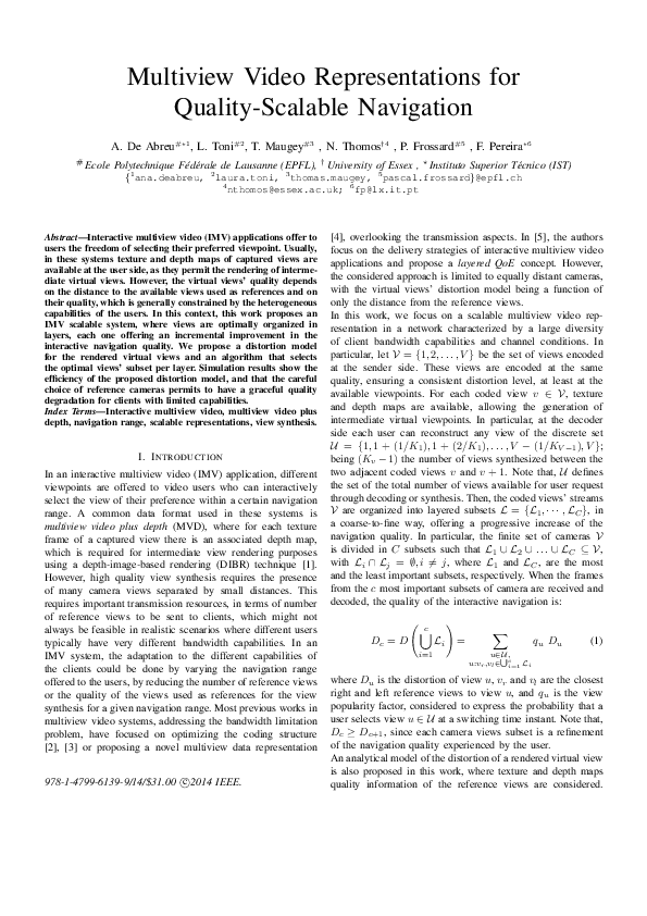 (PDF) Multiview video representations for quality-scalable navigation