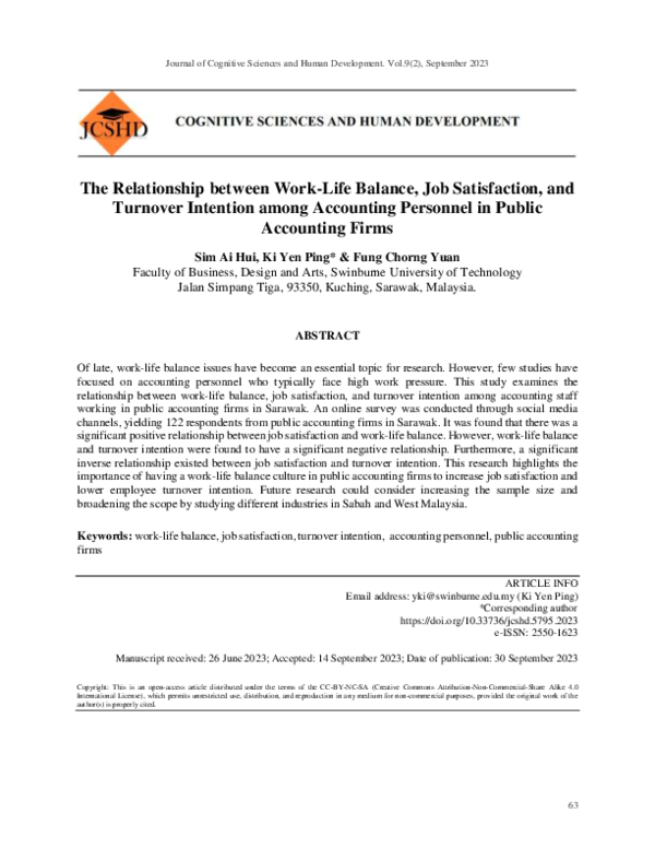 (PDF) The Relationship between Work-Life Balance, Job Satisfaction, and ...