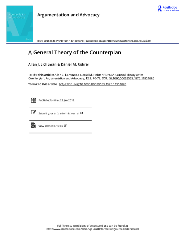 (PDF) A General Theory of the Counterplan