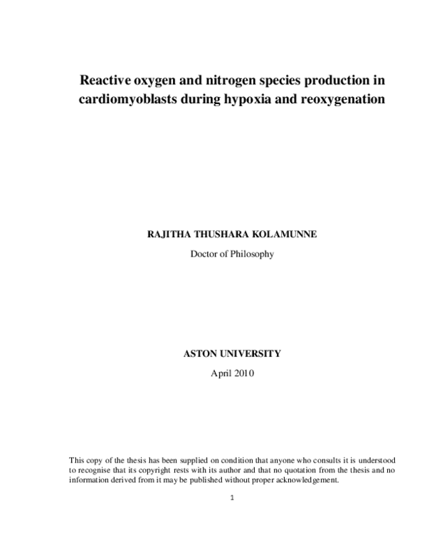 (PDF) Reactive Oxygen and Nitrogen Species Production in ...