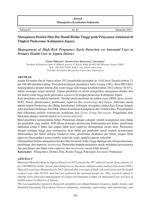 (PDF) Management of High Risk Pregnancy Early Detection on Antenatal ...