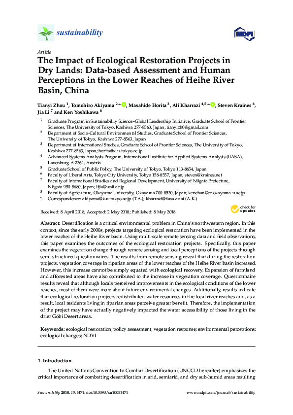 (PDF) The Impact of Ecological Restoration Projects in Dry Lands: Data ...