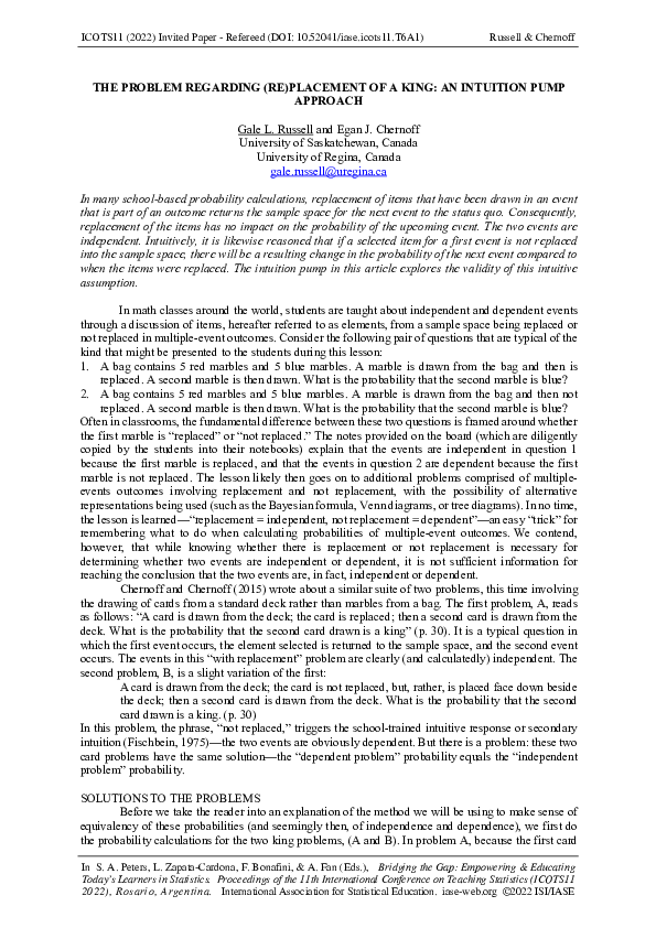 (PDF) The Problem Regarding (Re)placement of a King: An Intuition Pump ...