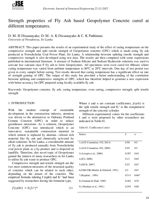 (PDF) Strength properties of Fly Ash based Geopolymer Concrete cured at ...