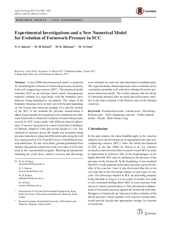 (PDF) Experimental Investigations and a New Numerical Model for ...