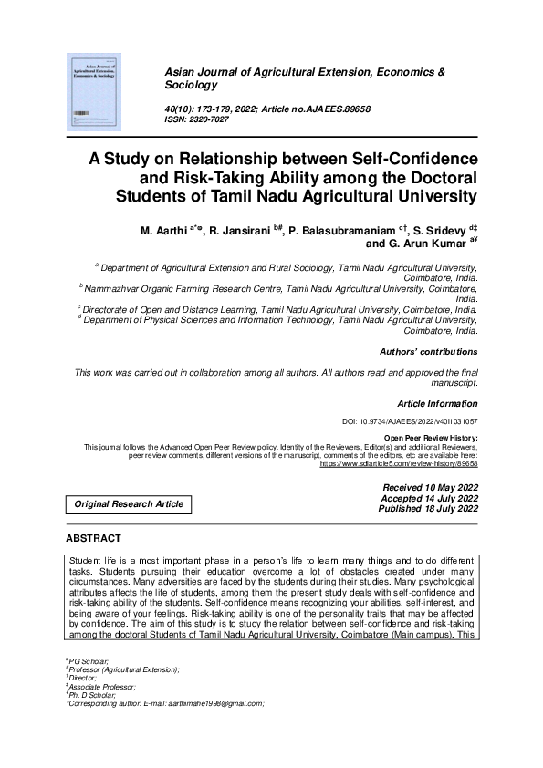 (PDF) A Study on Relationship between Self-Confidence and Risk-Taking ...
