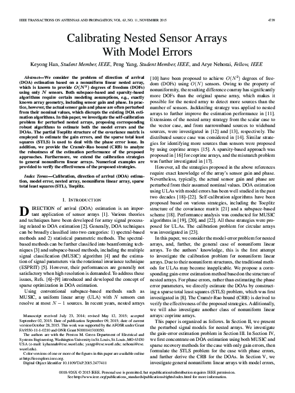 (PDF) Calibrating nested sensor arrays with model errors