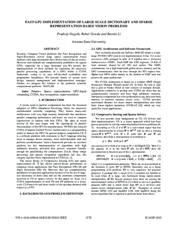 (PDF) Fast GPU implementation of large scale dictionary and sparse ...