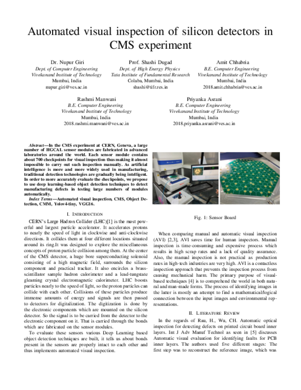(PDF) Automated visual inspection of silicon detectors in CMS experiment
