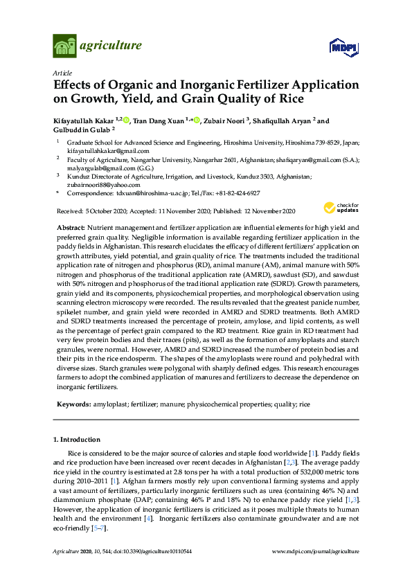 (PDF) Effects of Organic and Inorganic Fertilizer Application on Growth ...