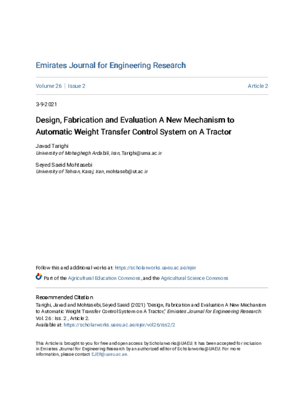 (PDF) Design, Fabrication and Evaluation A New Mechanism to Automatic ...