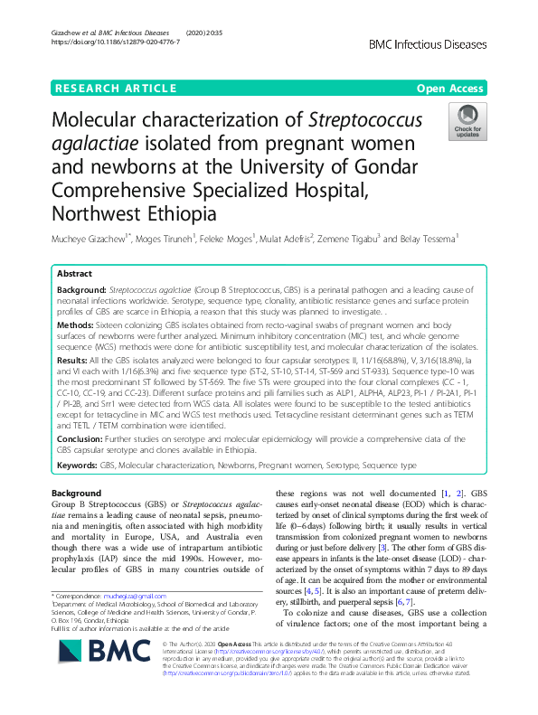 (PDF) Molecular characterization of Streptococcus agalactiae isolated ...