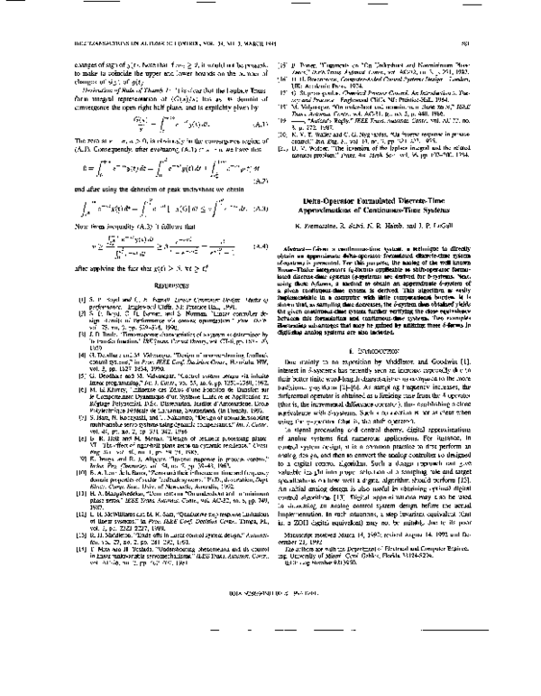 (PDF) Delta-operator formulated discrete-time approximations of ...
