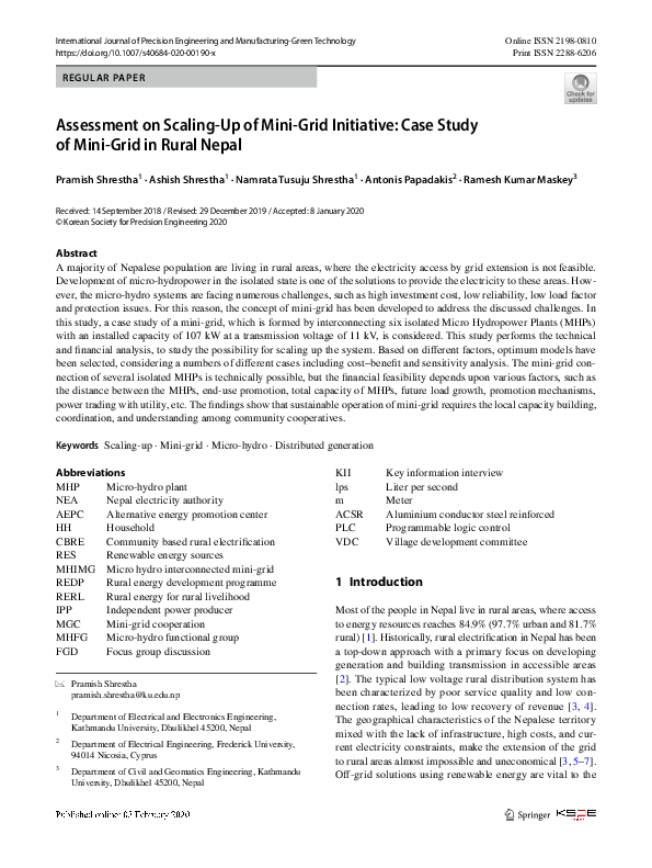 (PDF) Assessment on Scaling-Up of Mini-Grid Initiative: Case Study of ...