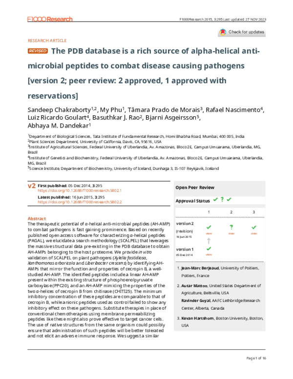 (PDF) The PDB database is a rich source of alpha-helical anti-microbial ...