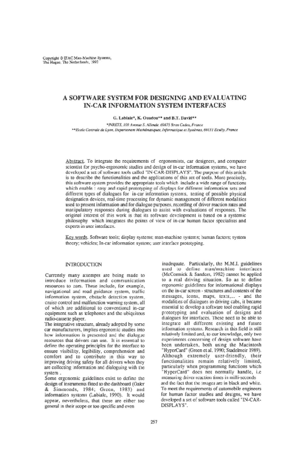 (PDF) A Software System for Designing and Evaluating In-car Information ...