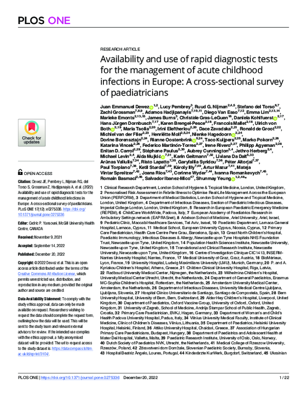 (PDF) Availability and use of rapid diagnostic tests for the management ...
