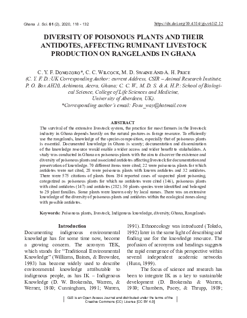 (PDF) Diversity of Poisonous Plants and their Antidotes, Affecting ...