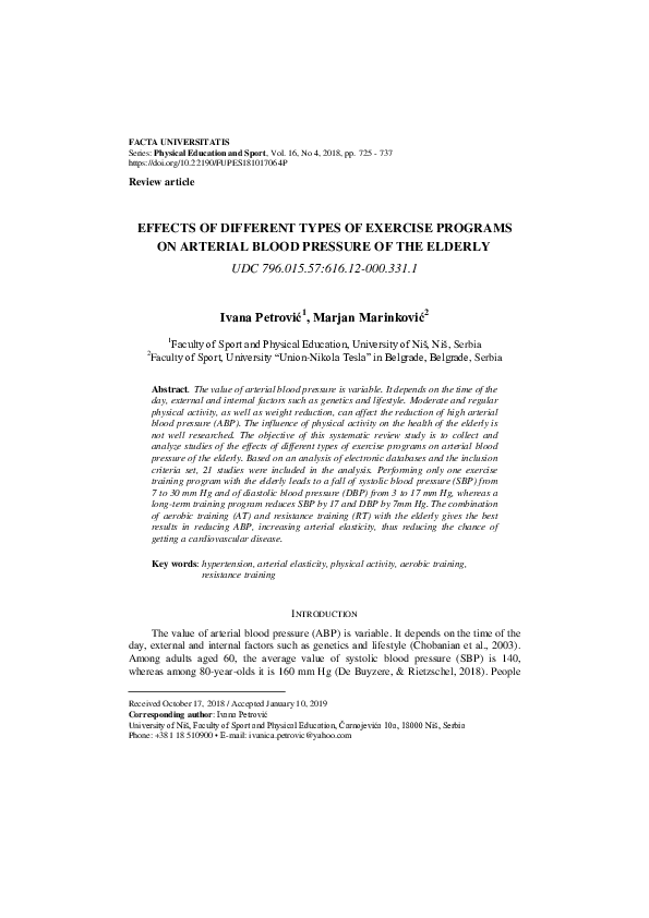 (PDF) Effects of Different Types of Exercise Programs on Arterial Blood ...