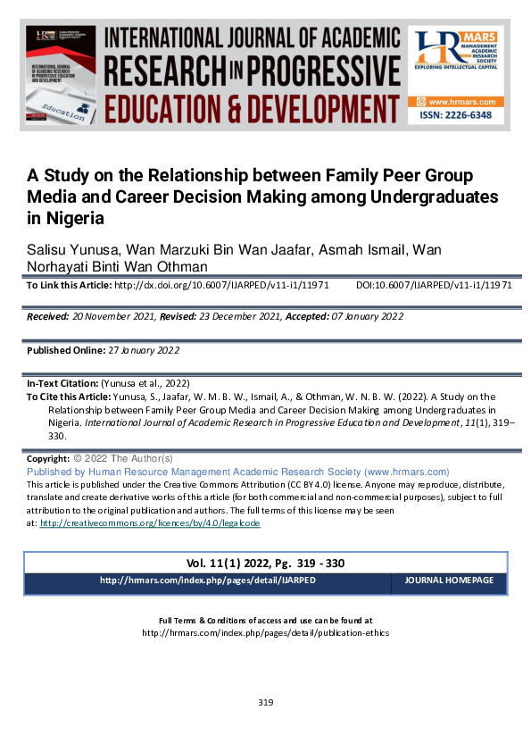 (PDF) A Study on the Relationship between Family Peer Group Media and ...