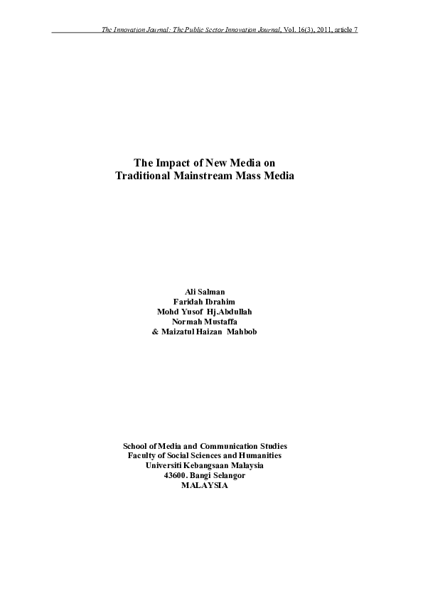 (PDF) The impact of new media on traditional mainstream mass media