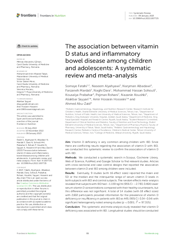 (PDF) The association between vitamin D status and inflammatory bowel ...