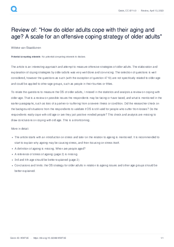 (PDF) Review of: "How do older adults cope with their aging and age? A ...