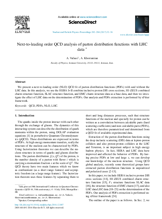 (PDF) Next-to-leading order QCD analysis of parton distribution ...