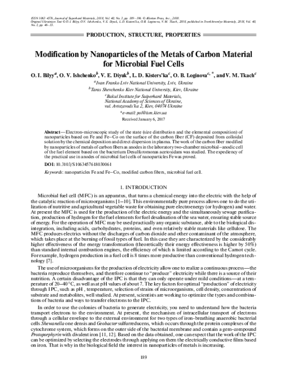 (PDF) Modification by Nanoparticles of the Metals of Carbon Material ...
