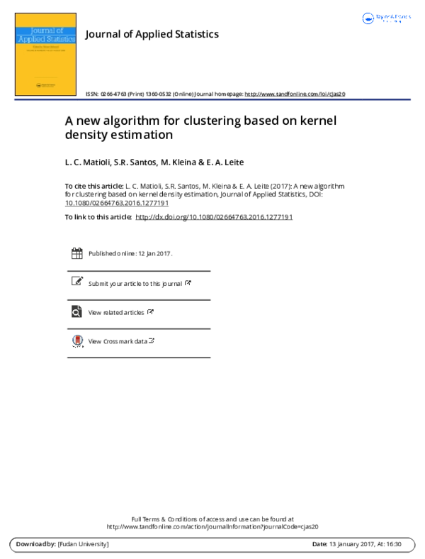 (PDF) A new algorithm for clustering based on kernel density estimation