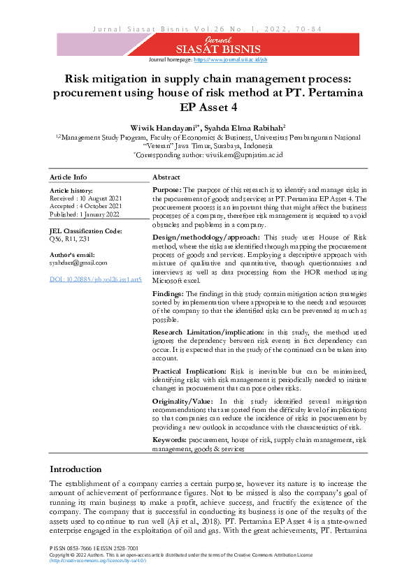 (PDF) Risk mitigation in supply chain management process: procurement ...