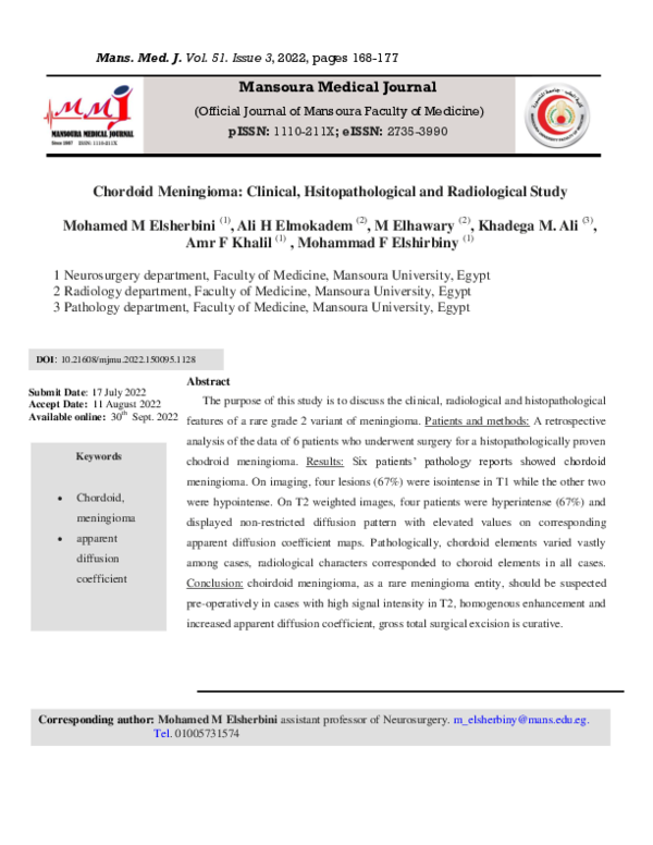 (PDF) Chordoid Meningioma: Clinical, Hsitopathological and Radiological ...