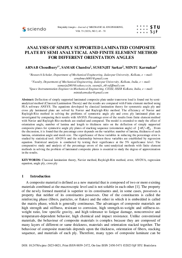 (PDF) Analysis of Simply Supported Laminated Composite Plate by Semi ...
