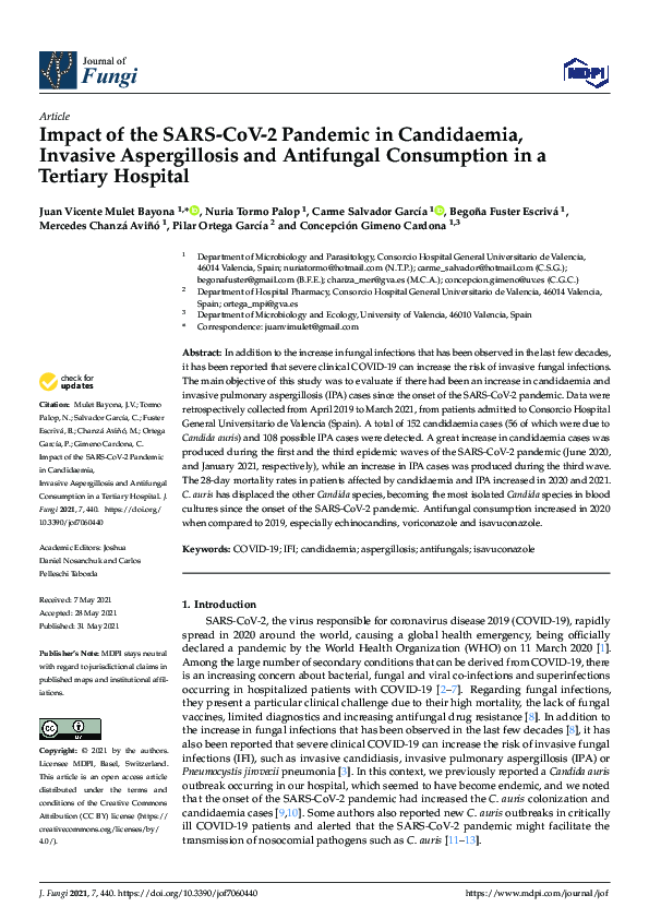 (PDF) Impact of the SARS-CoV-2 Pandemic in Candidaemia, Invasive ...