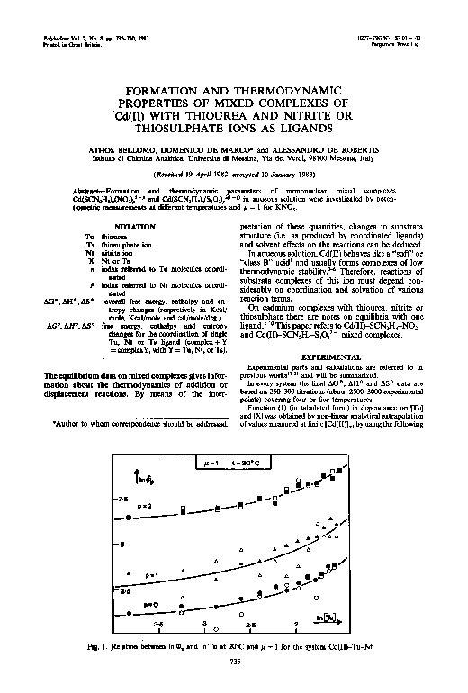 (PDF) Formation and thermodynamic properties of mixed complexes of Cd ...