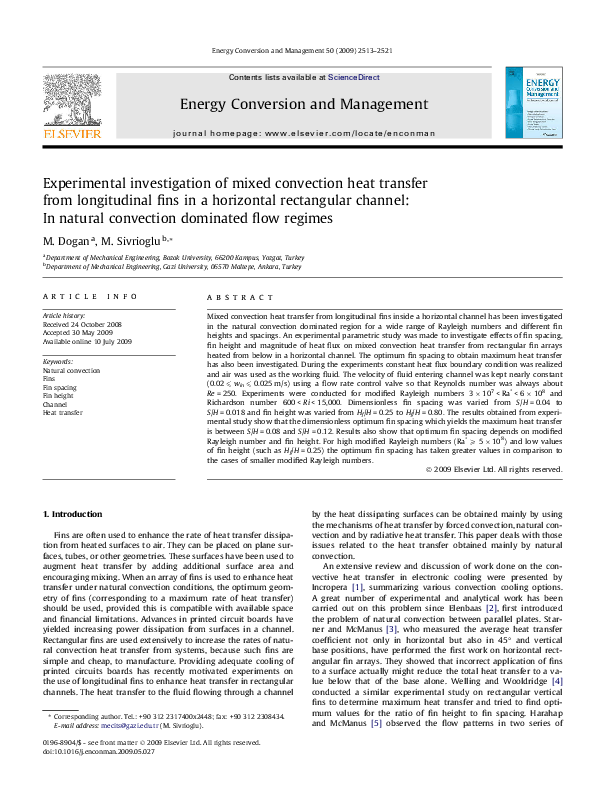 (PDF) Experimental investigation of mixed convection heat transfer from ...
