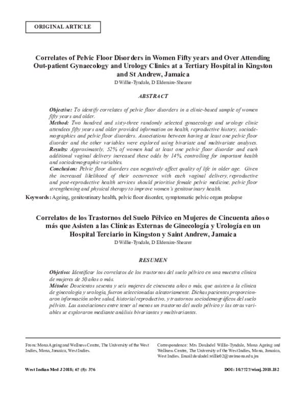 (PDF) Correlates of Pelvic Floor Disorders in Women Fifty years and ...