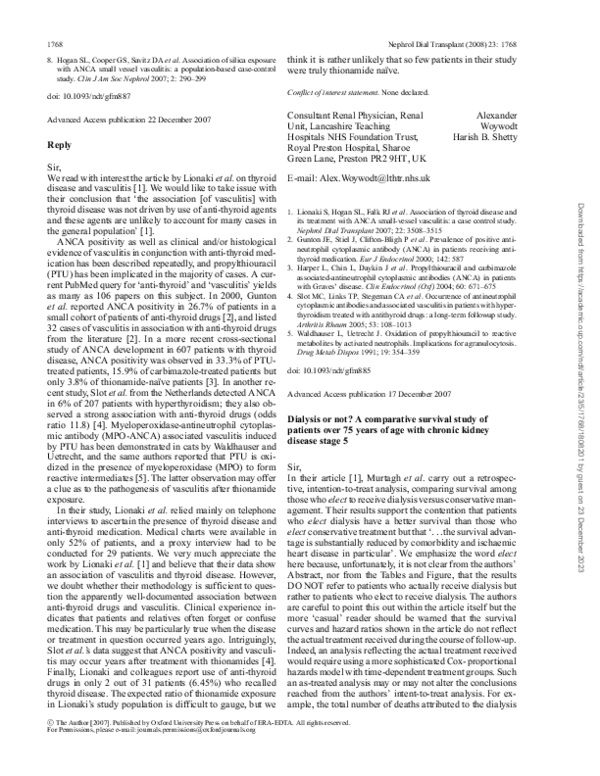 Pdf Dialysis Or Not A Comparative Survival Study Of Patients Over 75