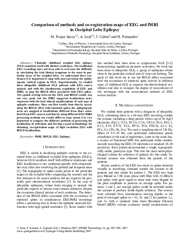 (PDF) Comparison of methods and co-registration maps of EEG and fMRI in ...