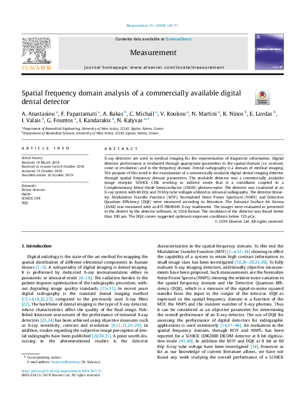 (PDF) Spatial frequency domain analysis of a commercially available ...