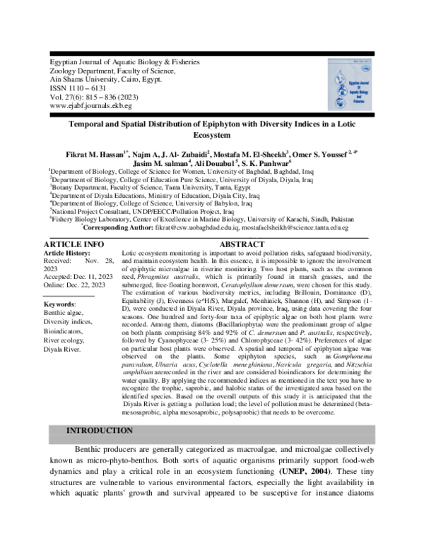 (PDF) Temporal and Spatial Distribution of Epiphyton with Diversity ...