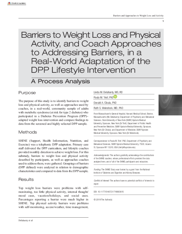 (PDF) Barriers to Weight Loss and Physical Activity, and Coach ...