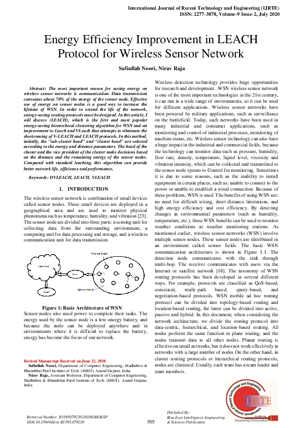 (PDF) Energy Efficiency Improvement in LEACH Protocol for Wireless ...