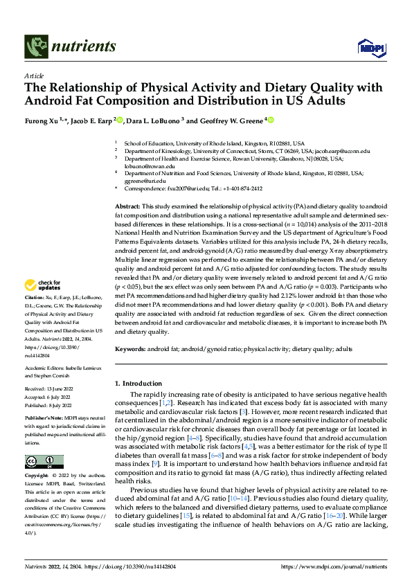 (PDF) The Relationship of Physical Activity and Dietary Quality with ...